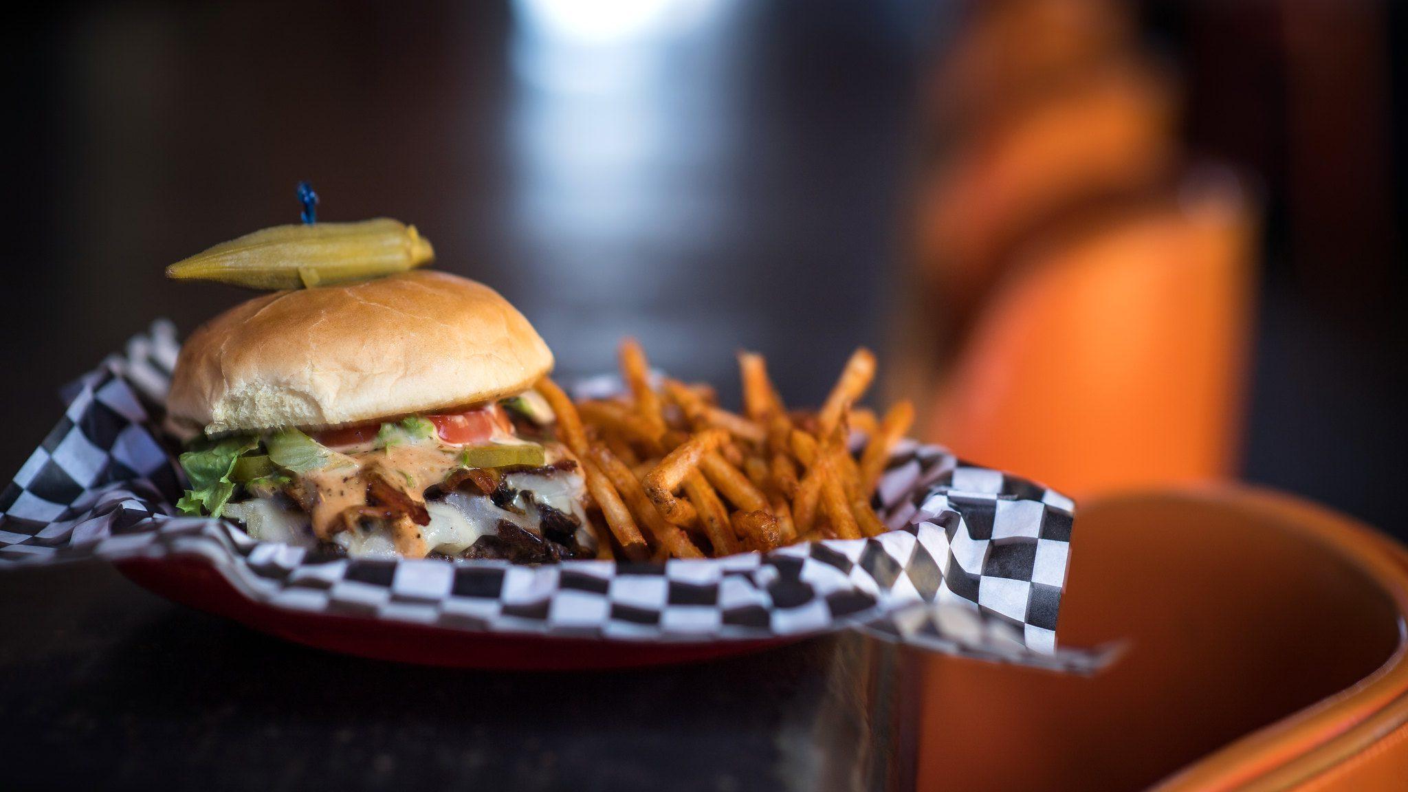 Burger and fries from Hey Joe's Restaurant